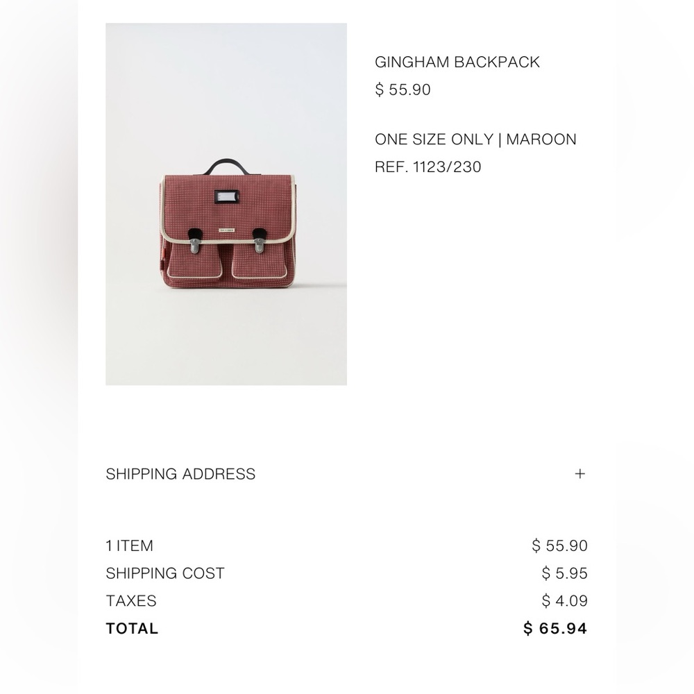 Zara Gingham Backpack - Picture 4 of 4